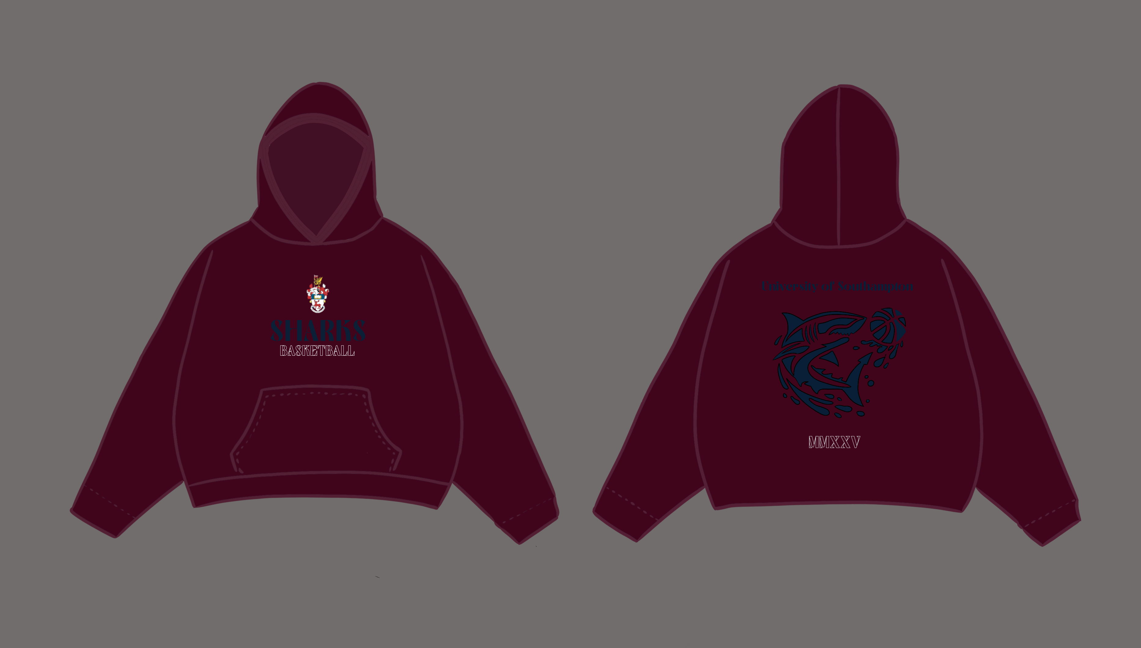 Burgundy Sharks Hoodie